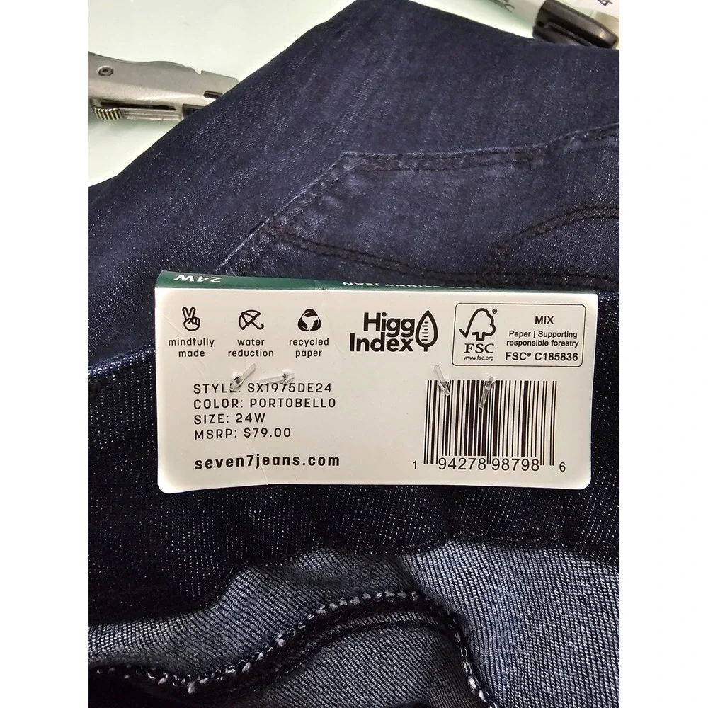 Seven7 Womens High Rise Skinny Jeans Blue Cotton Blend Casual Size 24W